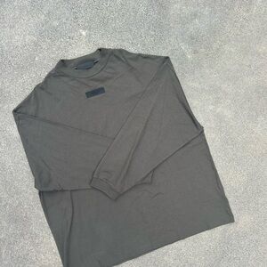 Essentials Fear of God Oversized Men's Dark Green Long Sleeve Shirt